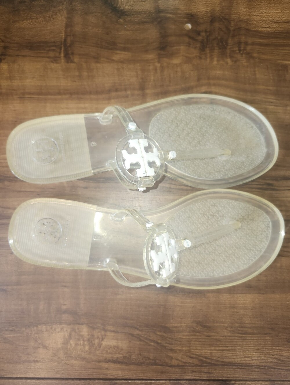 Tory Burch Clear & White Jelly Slip On Sandals, 8 - Picture 2 of 5